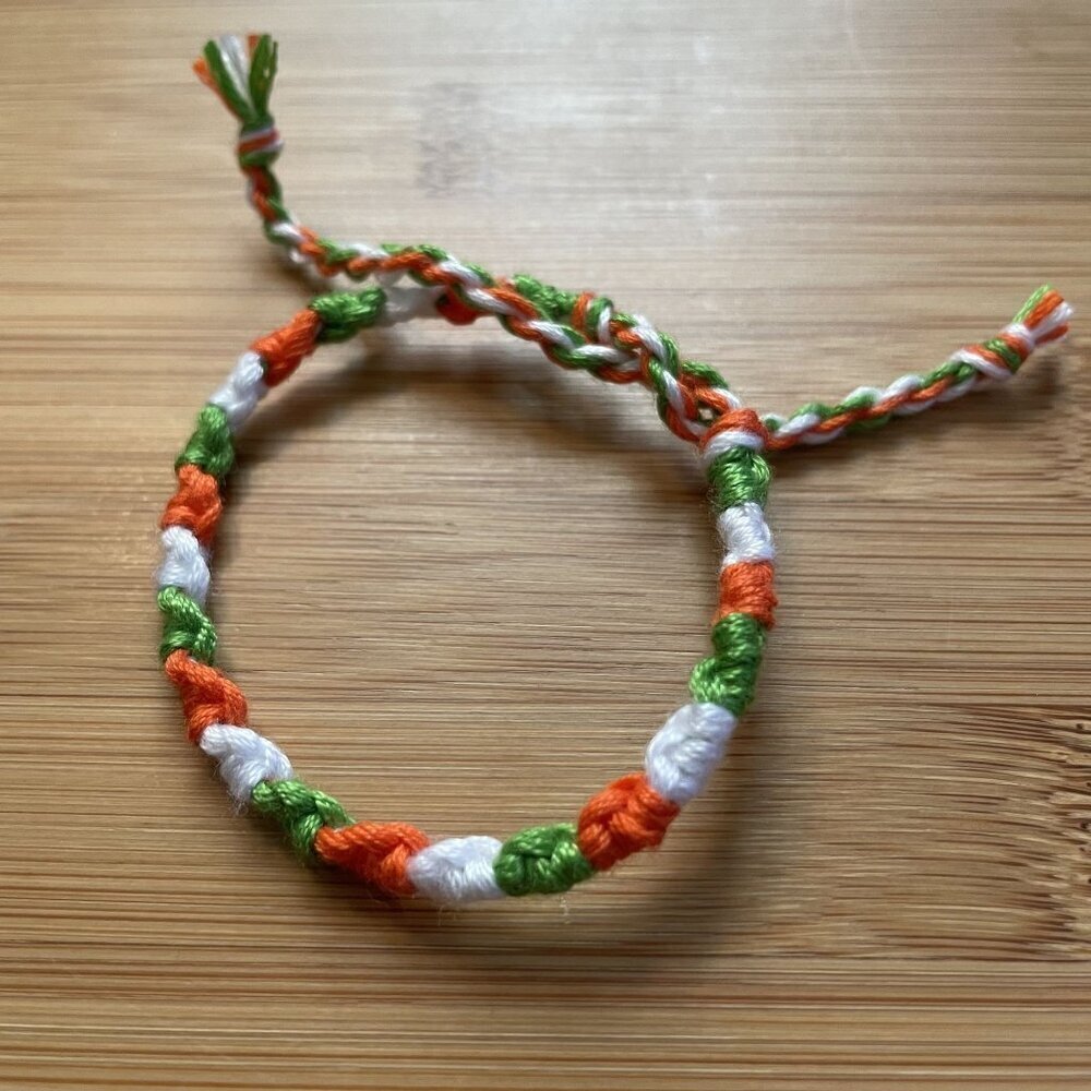 Unbranded India Woven Friendship Bracelet OS Orange Green White Women Cotton